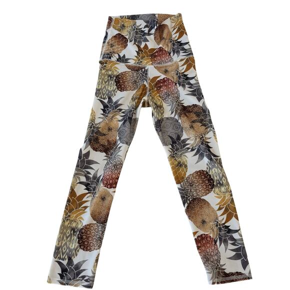 Emily HSU Pineapple Leggings Sz S High Waist Yoga Pants Bold Print Activewear - Picture 1 of 6